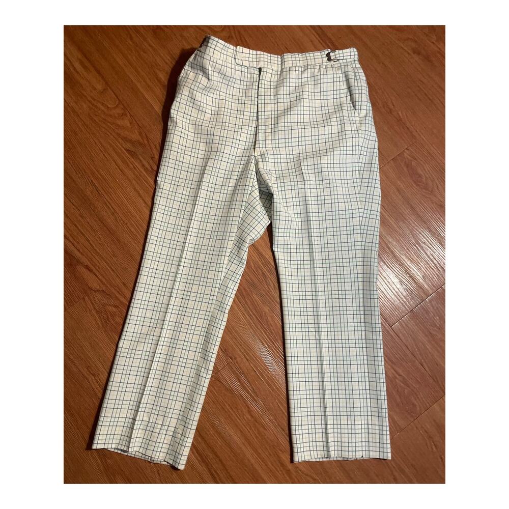 Men’s Vintage Paddle Plaid Pants – Coastal Golf Preppy Style – Est. Size 34